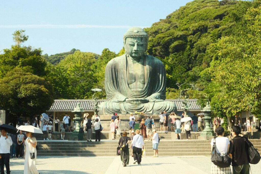 Visitor exploring a Kamakura temple on one of the best Tokyo day trips